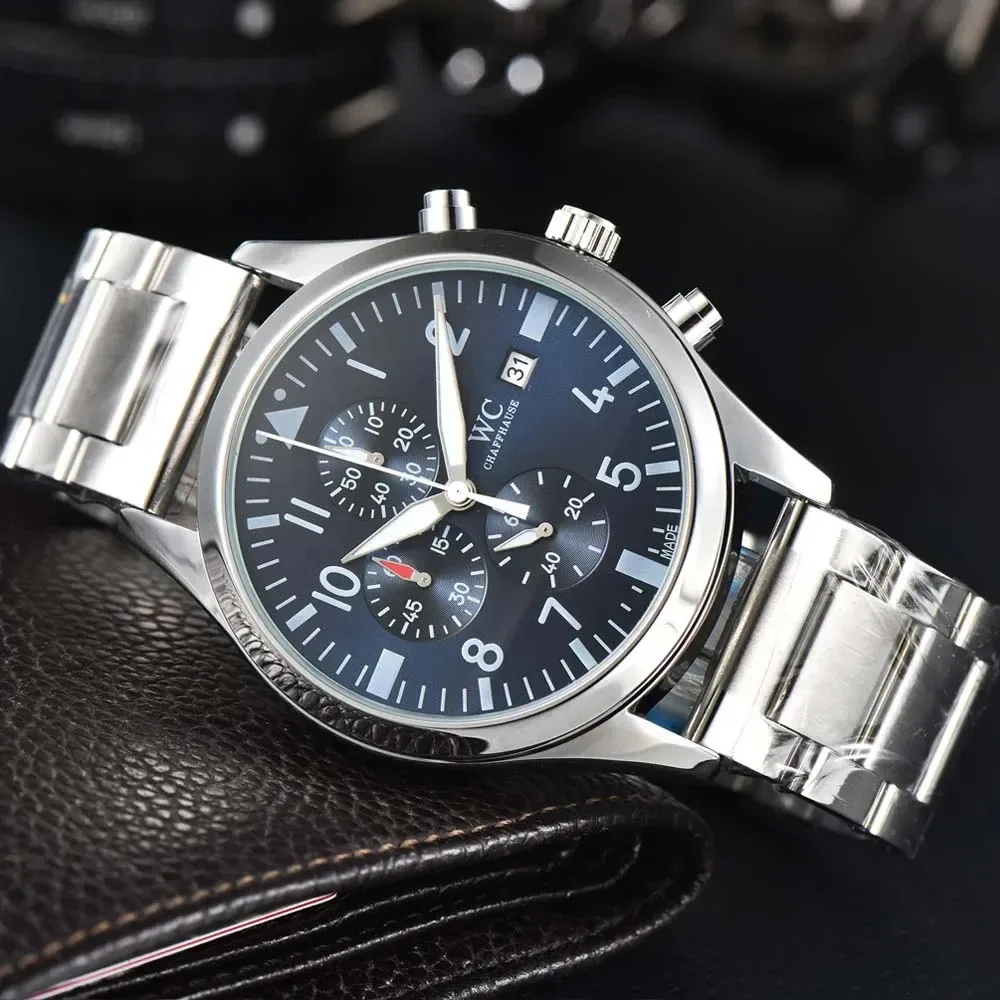 Popular Custome Brand Quartz Watches for Men Leather Strap Chronograph Daily Waterproof Automatic Date Business AAA Male Clocks