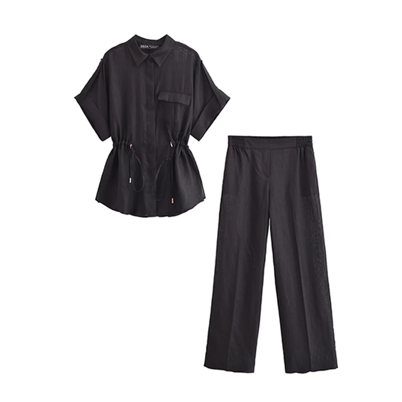 TRAF Sets Women's Summer 2-piece 2024 New Elastic Waist Women Pants Set Fashion Elegant Youth Holiday Sets Street Chic Suits