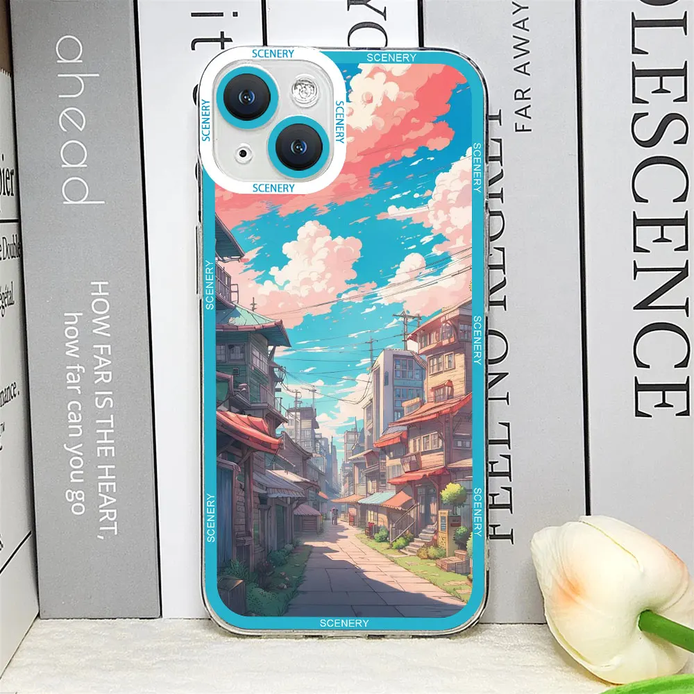 Japanese Cherry Blossom Clear Soft Phone Case - Scenic Landscape Design