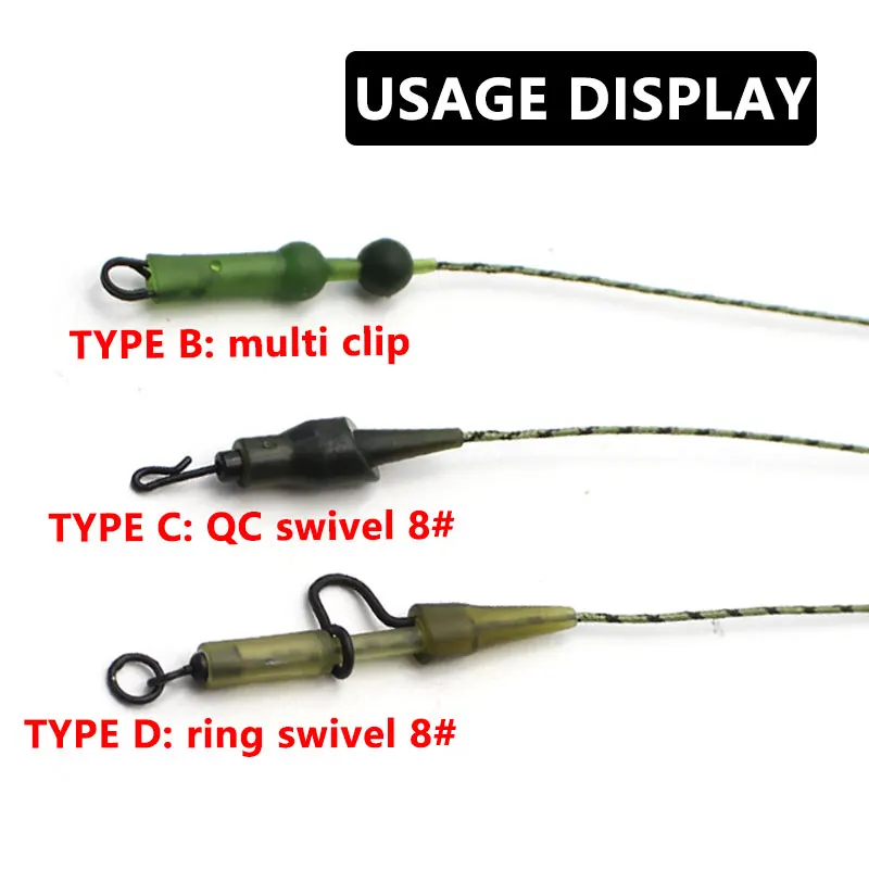 2pcs Carp Fishing Line Ready Leadcore 45lb Quick Change Hooklink Swivel 8#  Ready Tied Carp Rig For Carp Fish Tackle Accessories