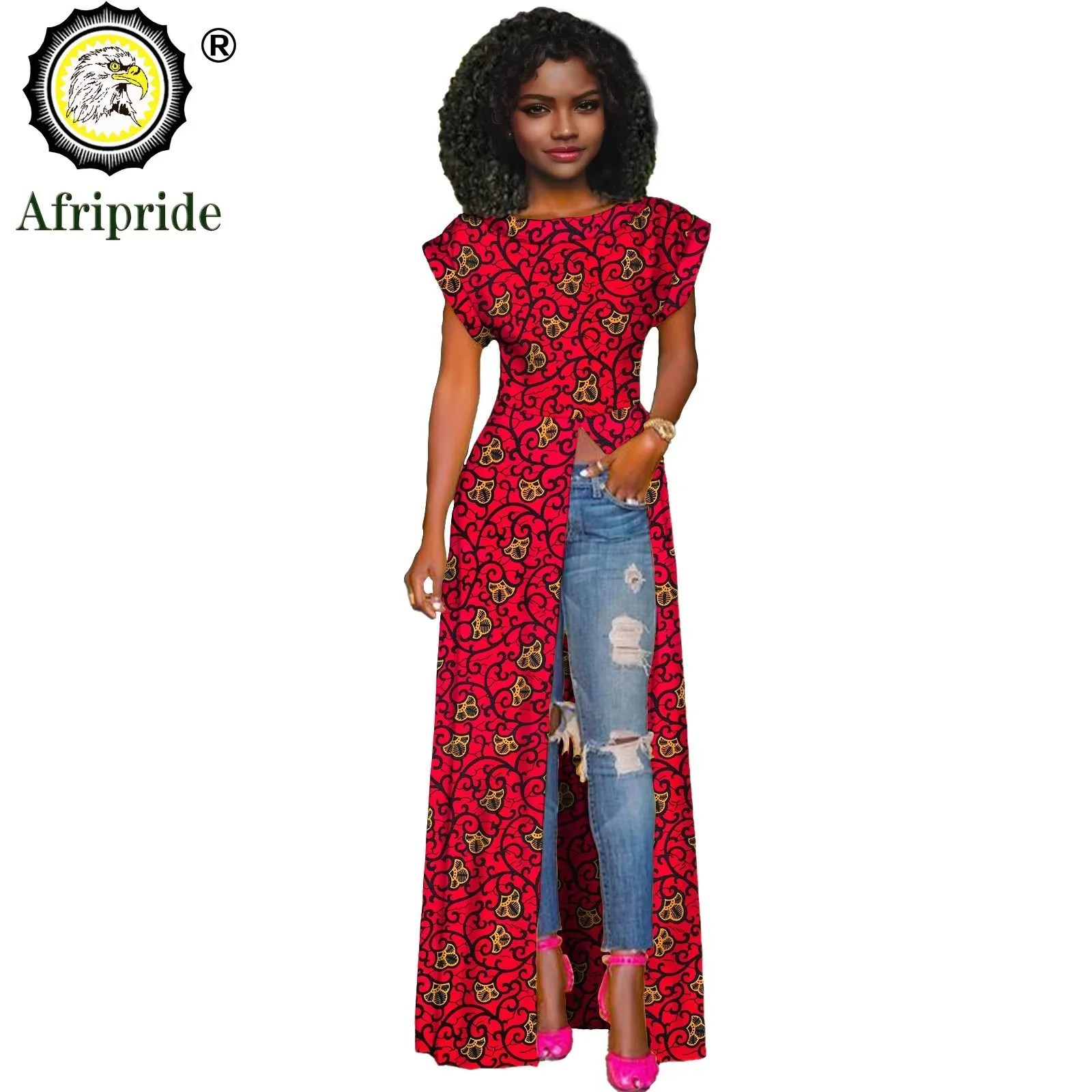 African Clothes for Women Short Sleeve Long Trench Overcoat Autumn Outwear Plus Size Oversized Coats Jacket Bazin Riche S2124002
