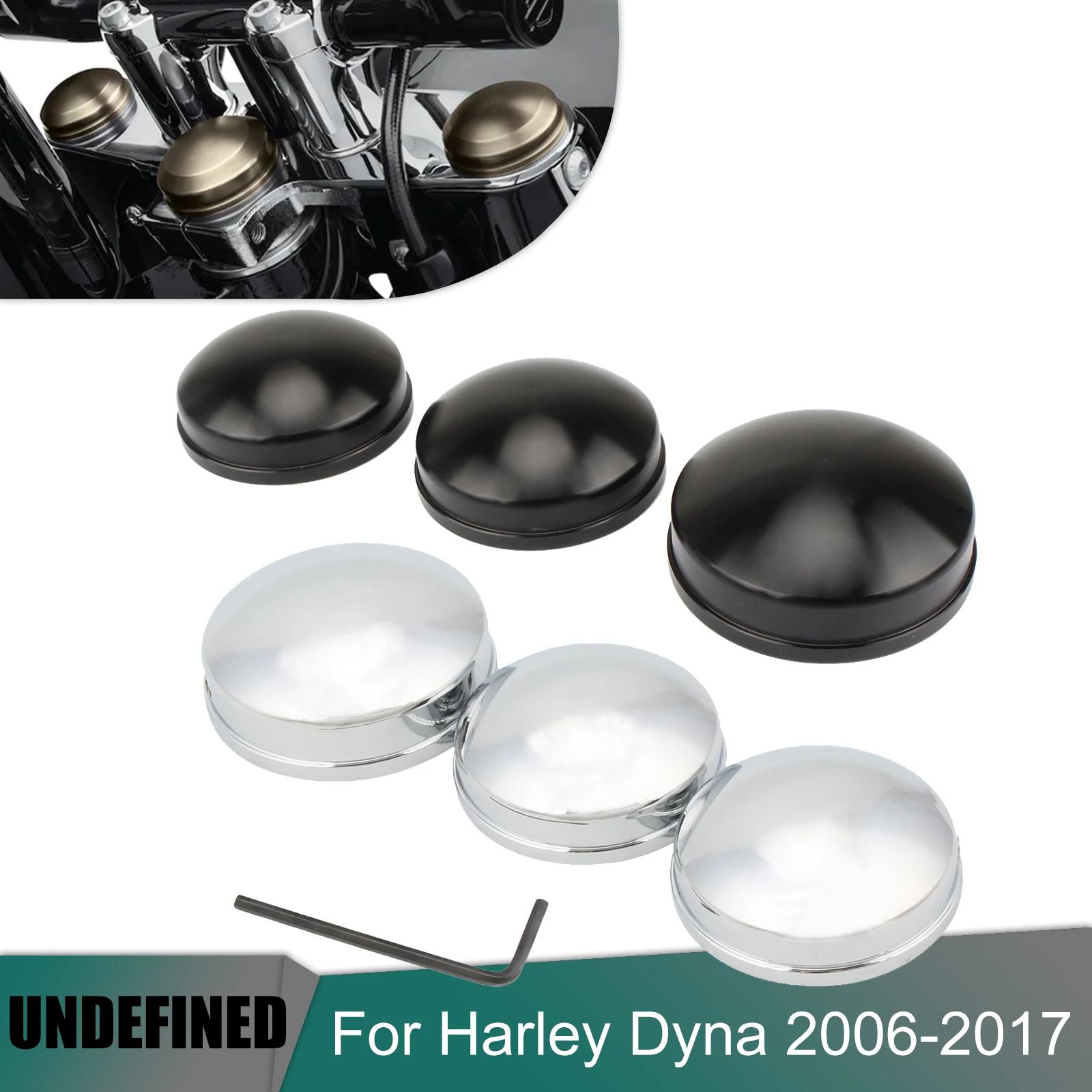 

Motorcycle Upper Fork Stem Covers CNC Triple Clamp Cover Black Chrome For Harley Dyna Wide Glide Low Rider Fatbob FXDF 2006-2017