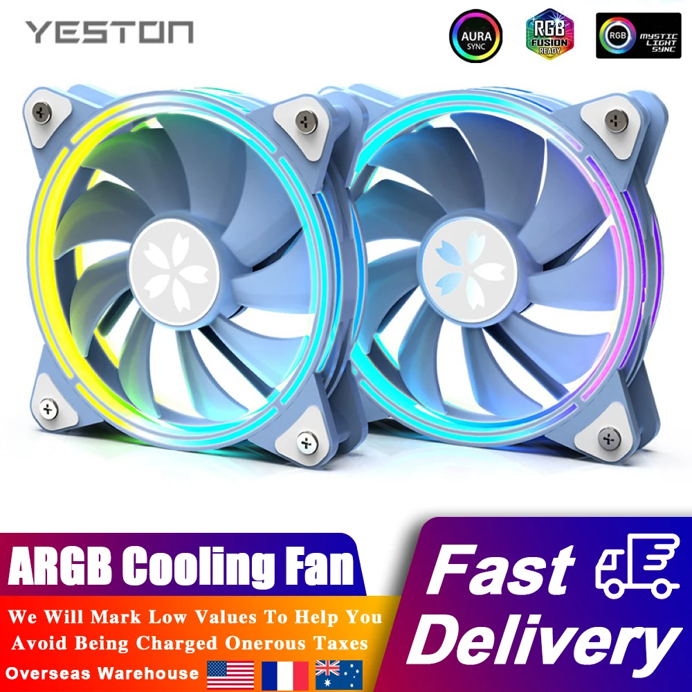 Yeston 12 см ARGB Вентилятор охлаждения корпуса DC 12V 4-Pin PWN Гидравлический бесшумный