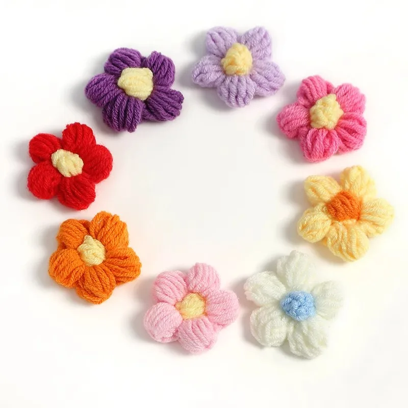3.5cm Wool Flower Stickers DIY Shoes and Hats Handicrafts Sewing Clothes Colorful Hair Clips Decorative Accessories Puff Pompom