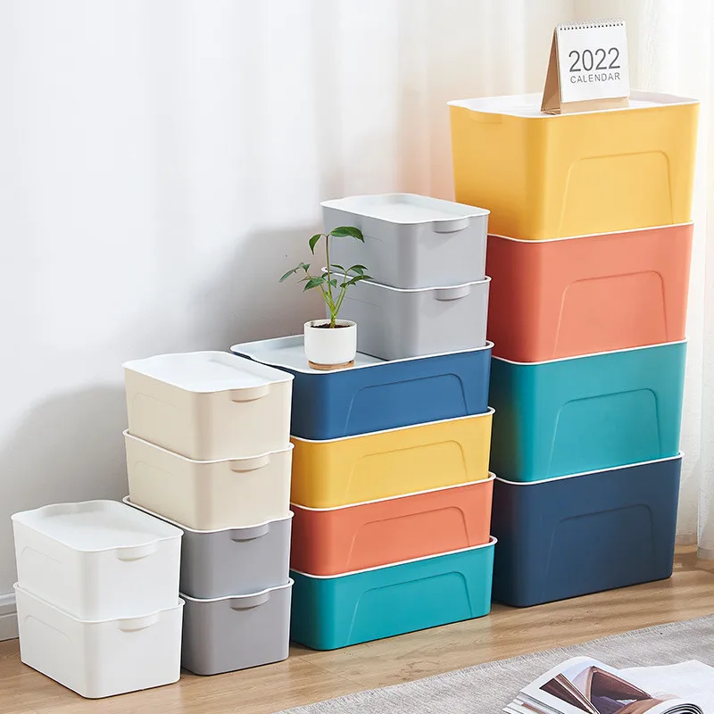 Description Picture 2 of itemThicken Plastic Sundries Storage Box with Lid Wardrobe Closet Desktop Organizers Home Dustproof Clothes Toy Storage Baskets