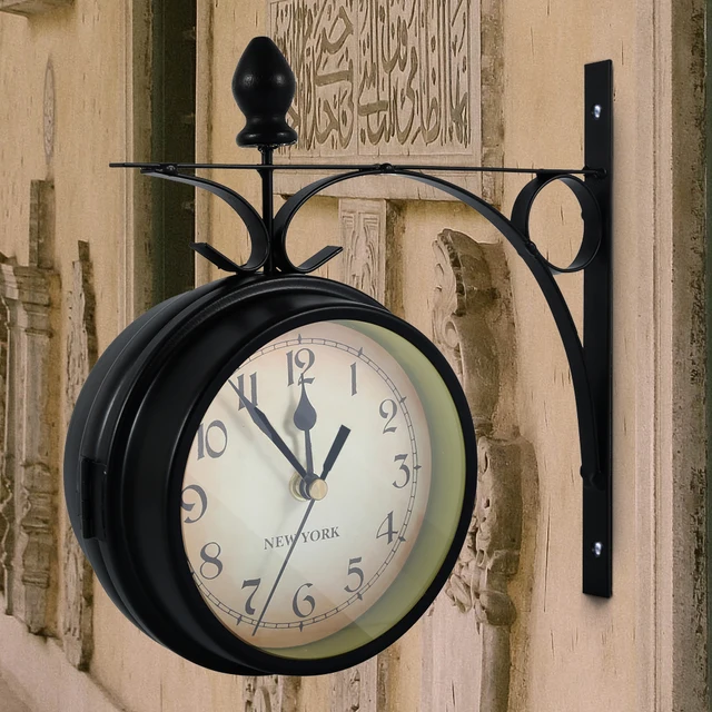 Creative Wall Clock Retro Double-Sided Station Clock: A Nostalgic Addition to Your Space