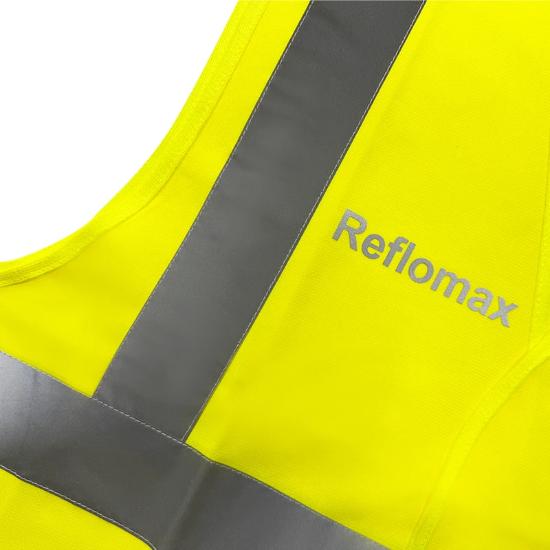 Reflomax High Visibility Reflective Vest Sleeveless Motorcycle Jacket for Road Safety Clothing with Pocket Zipper
