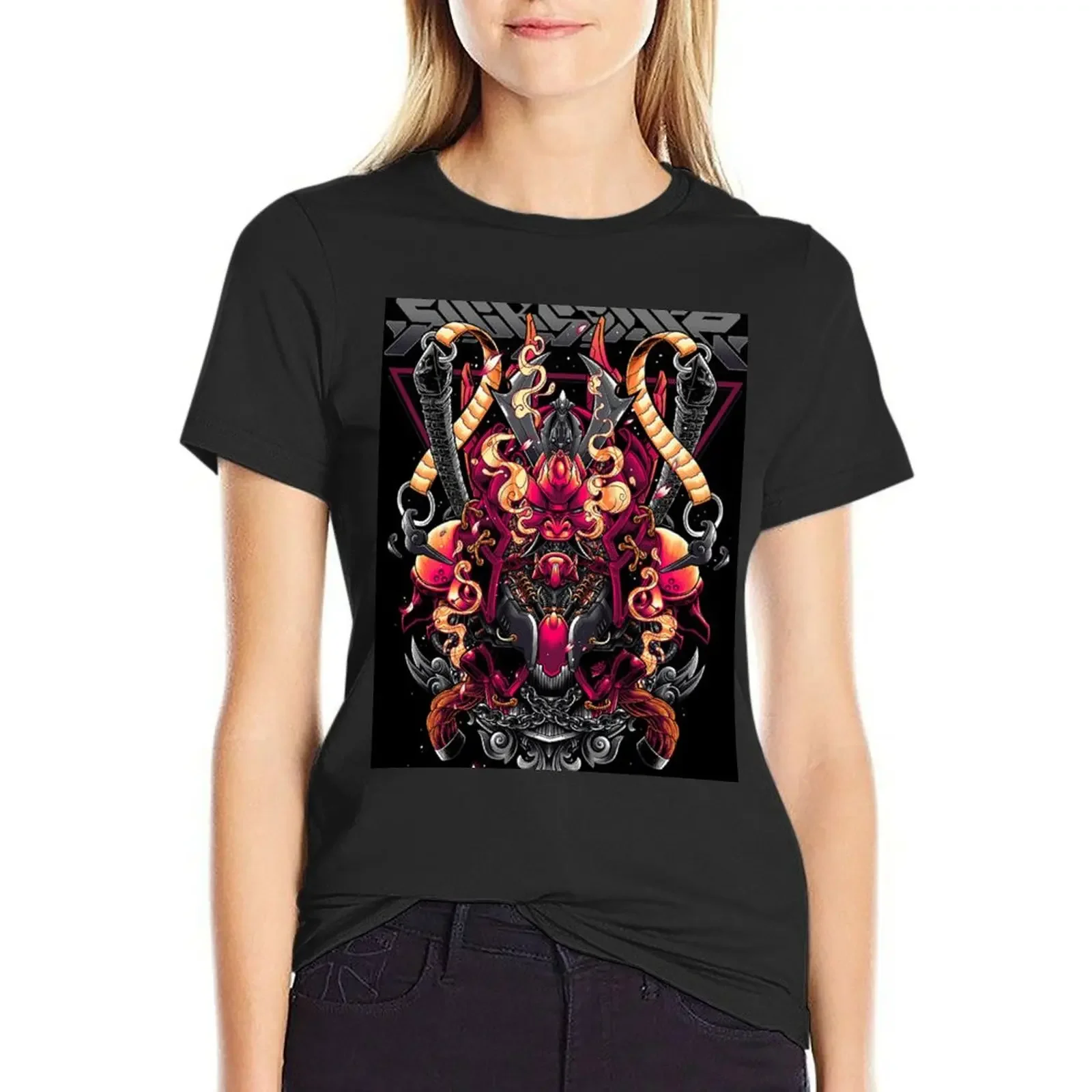 

Oni Samurai Mecha T-Shirt summer clothes female Women's summer blouses 2024
