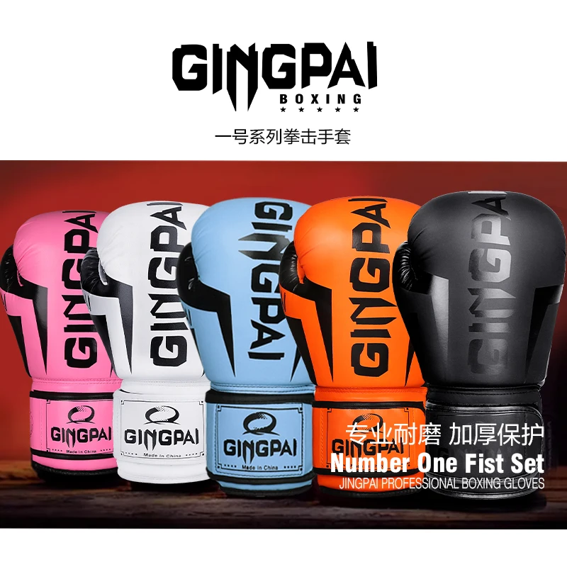 GINGPAI Boxing Gloves for Men Women Kid Leather for Punching Bag Kickboxing Muay Thai Fighting 6/8/10/12oz