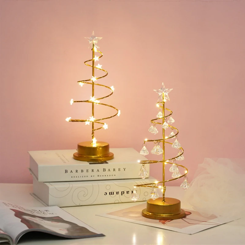 

LED Night Light Crystal Christmas Tree Lamp Table Bedside Lamp Romantic Light Kids Gril Home Decor Christmas Gift Navidad Natal