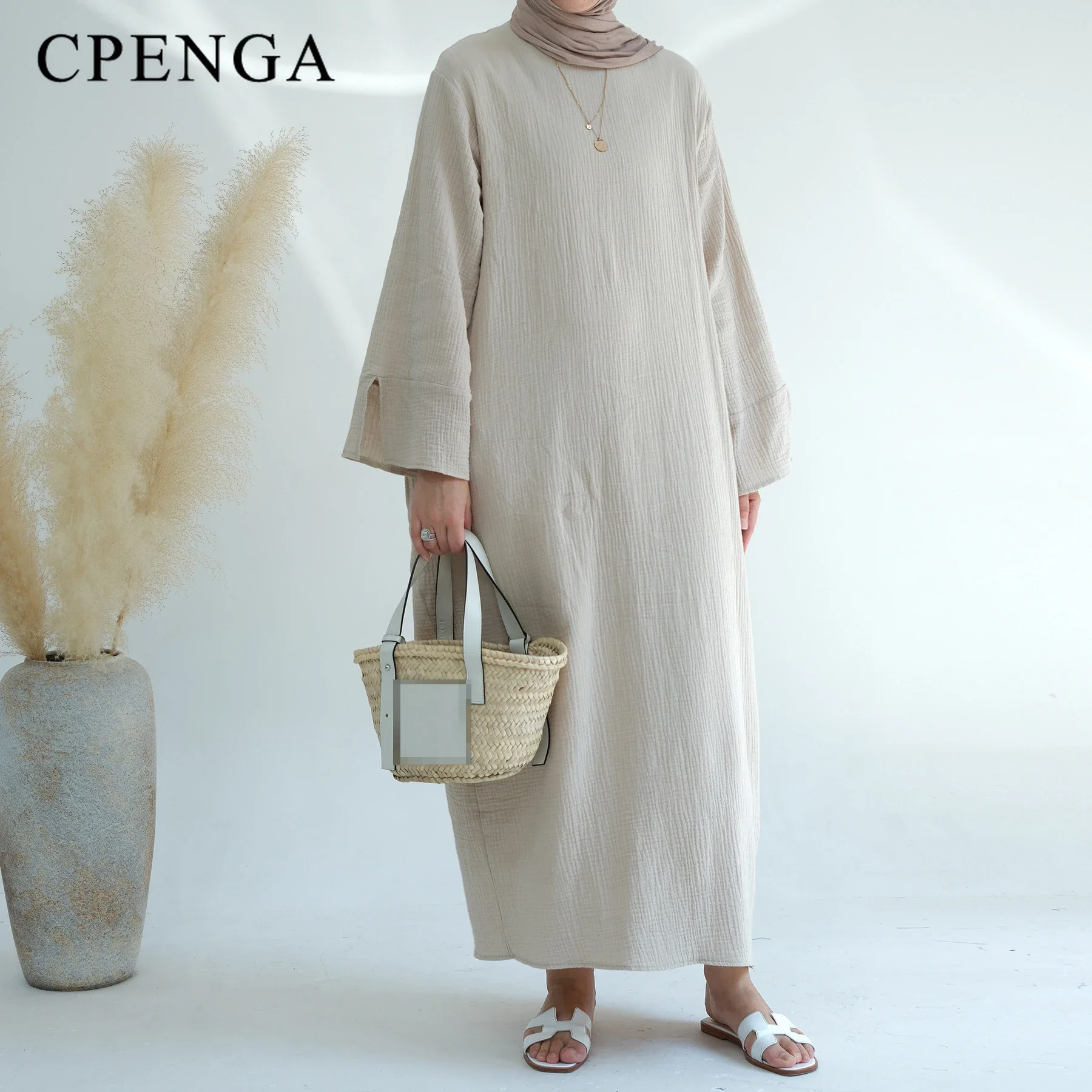 فستان نسائي طويل مسلم ، عباية سادة ، دبي ، عربي ،...