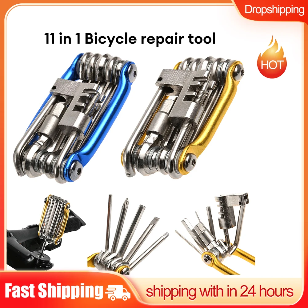 

11 in 1 Bicycle Repair Tool Kit Multifunction Mountain Bike Wrench Screwdriver Chain Hex Spoke Bicycle Repaire Set Cycling Tool