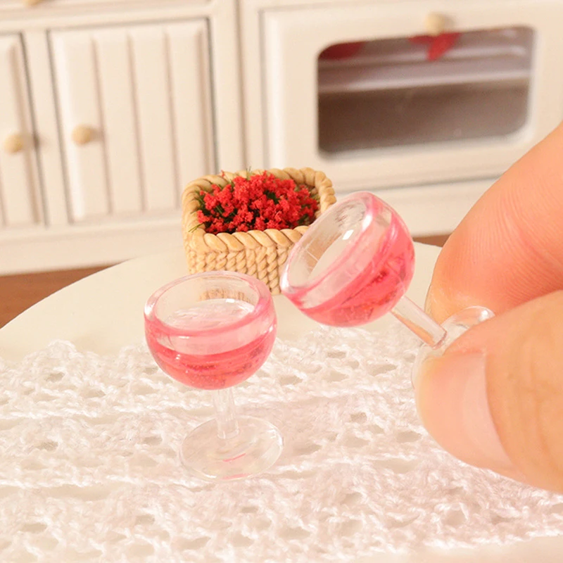 Set of 5 Miniature Red Wine Glasses for Dollhouse Decor and Fairy Garden Display