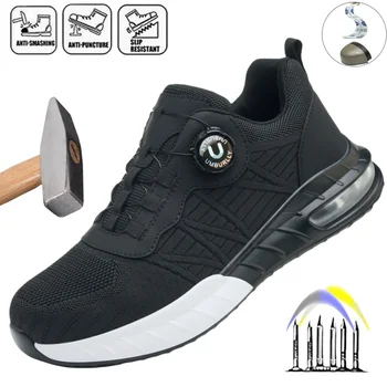 Calzature antinfortunistiche con cuscino d'aria Stivali da lavoro da uomo Sneakers leggere Scarpe da lavoro antiforatura Scarpe da uomo indistruttibili con punta in acciaio