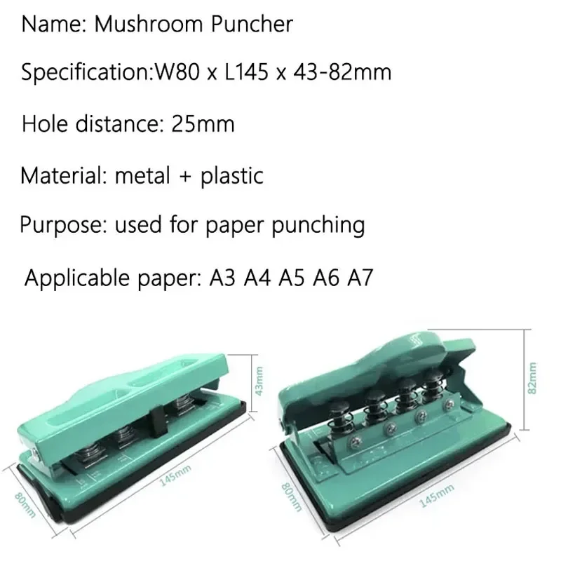 Fromthenon 4 홀 버섯 구멍 펀처 루스 리프 버섯 구멍 노트북 바인딩 펀치 도구 사무용품 용품
