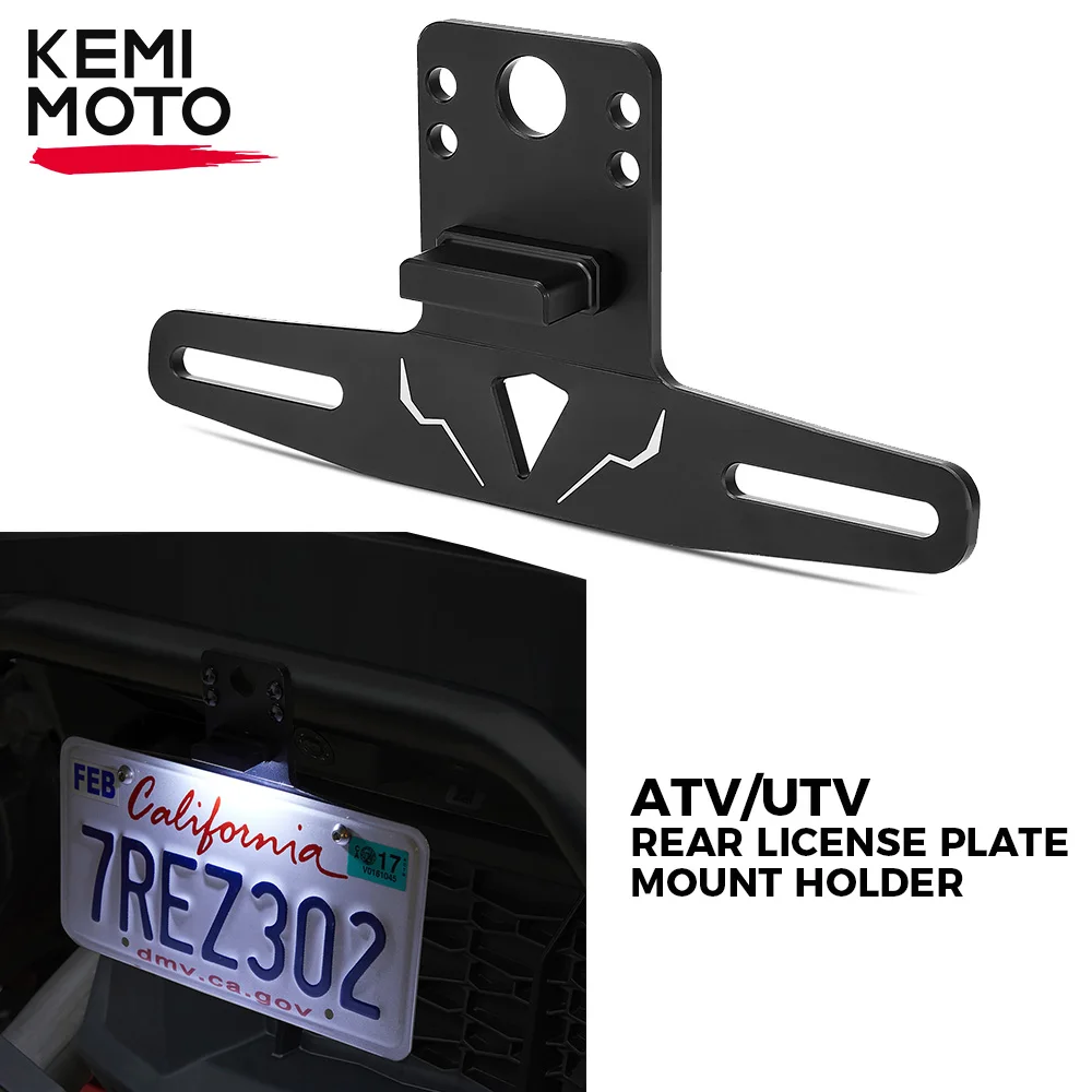 ATV/UTV Rear License Plate Mount Holder Compatible with Polaris RZR sportsman 500 800 1000 xp for Can am maverick X3 for Yamaha