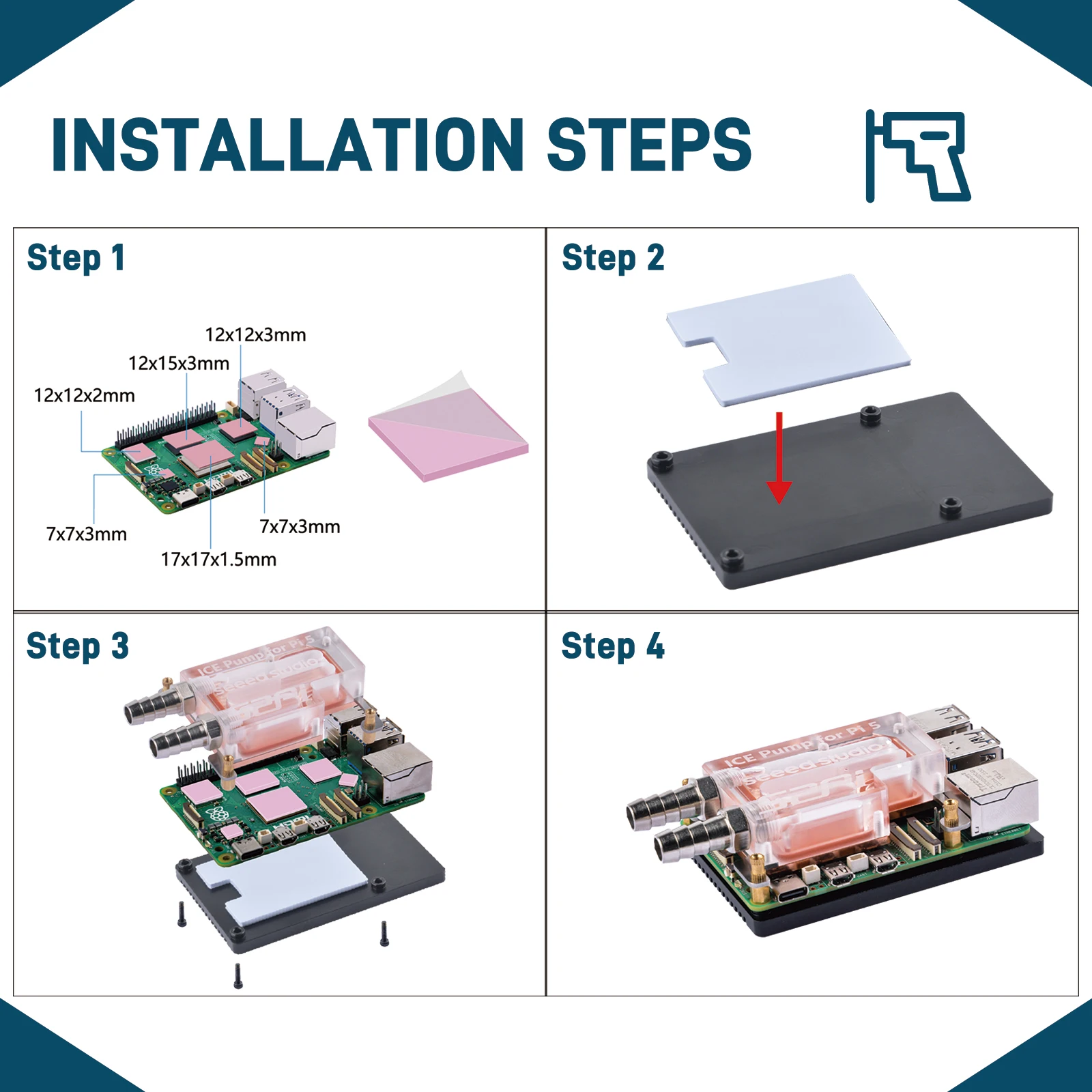 52Pi Raspberry Pi 5 ICE Pump Cooling System Accessories for Raspberry Pi 5