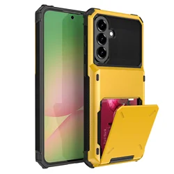 Heavy Duty Wallet Case with Hidden Card Holder Slot - Protective Phone Cover - Samsung A35 (Gold)