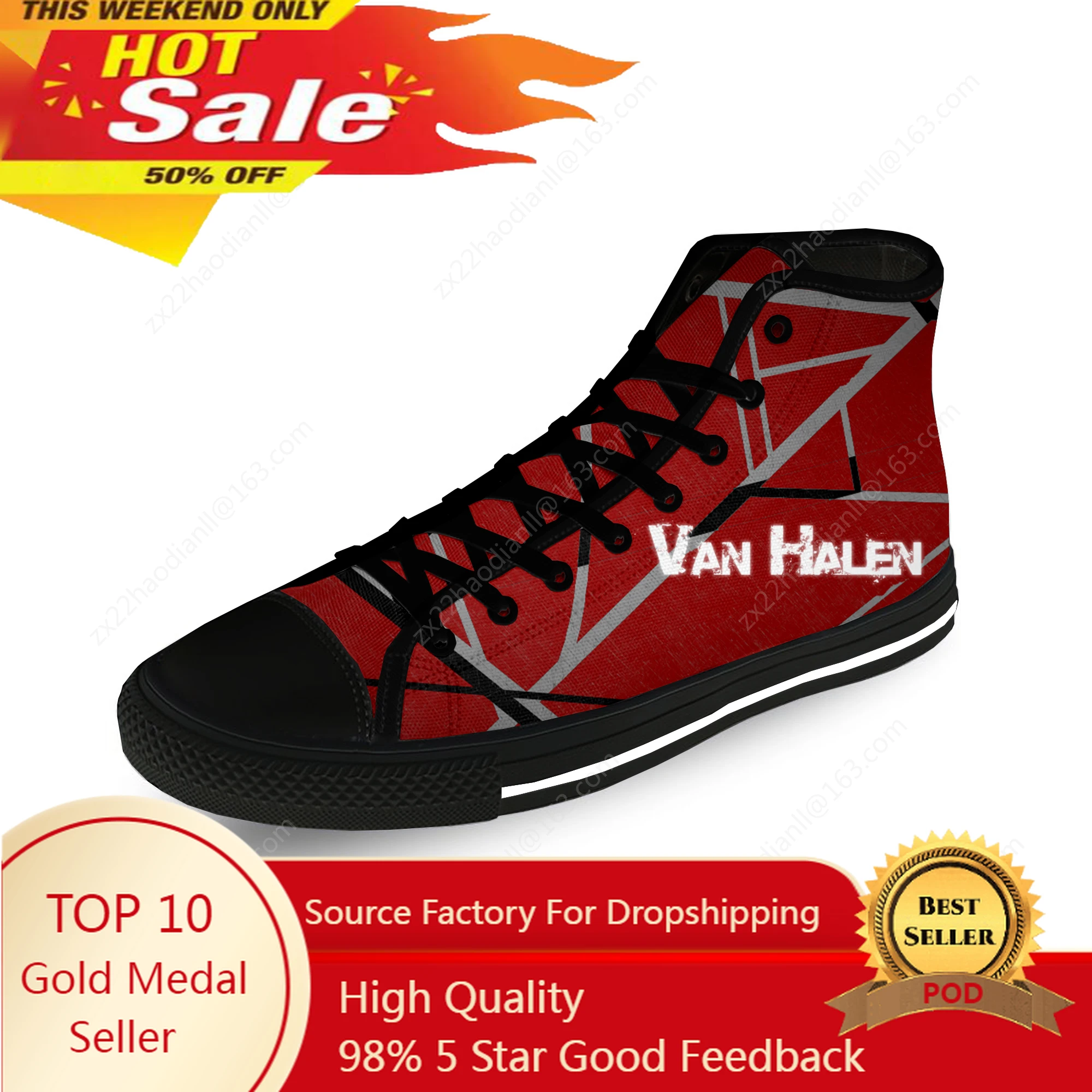 Van EVH 5150 STRIPES Halen Harajuku Lightweight Cloth 3D Print  High Top Canvas Shoes Men Women Casual Breathable Sneakers