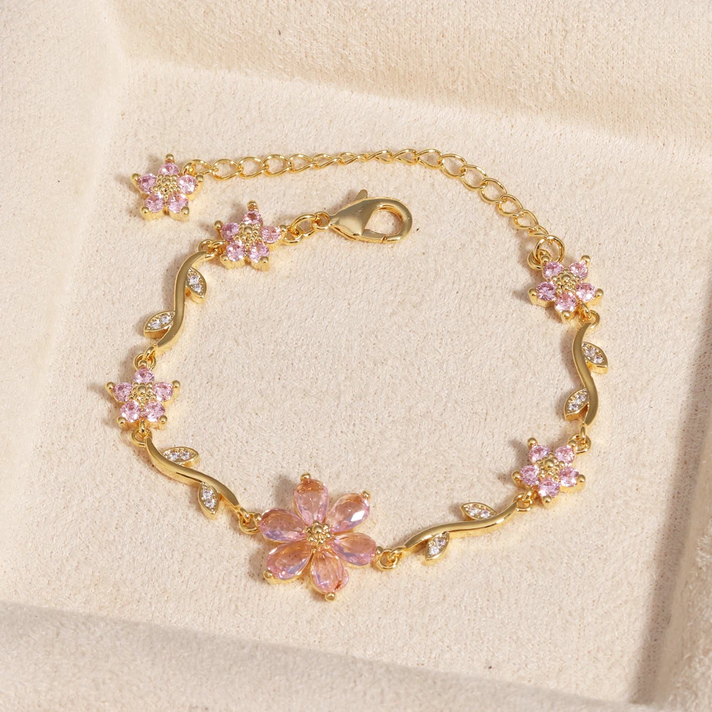 Elegant Floral CZ Bracelet with Bow Accent - Luxury Designer Jewelry Gift