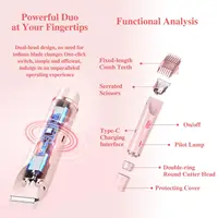 Women Electric Razors 2 in 1 Dual-Head Painless Bikini Trimmer Wet Dry Use for Ladies Pubic Hair Detachable Head Electric Shaver 2