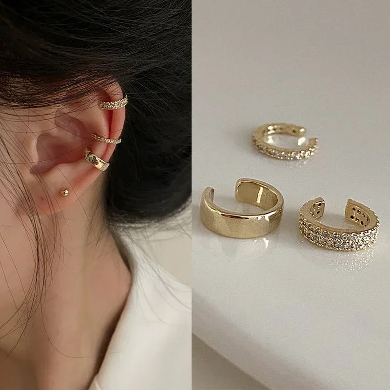 Zircon Cute Clip Earrings Female Buckle Ear Cuff No Piercings Fake Cartilage Ear for Women Fashion Jewelry
