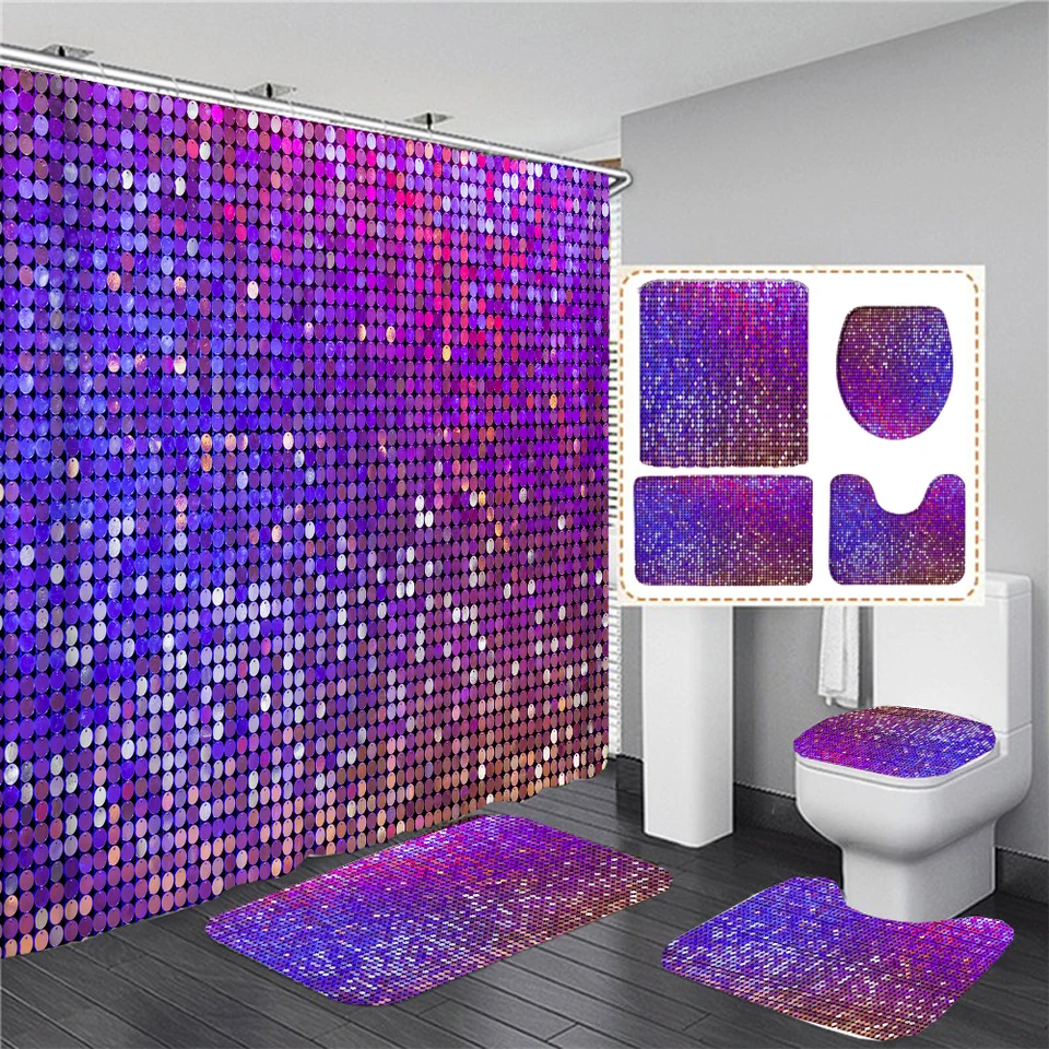 4 Pezzi Set Impermeabile Tenda da Doccia, 3D Dinosauro Stampa Tappeto