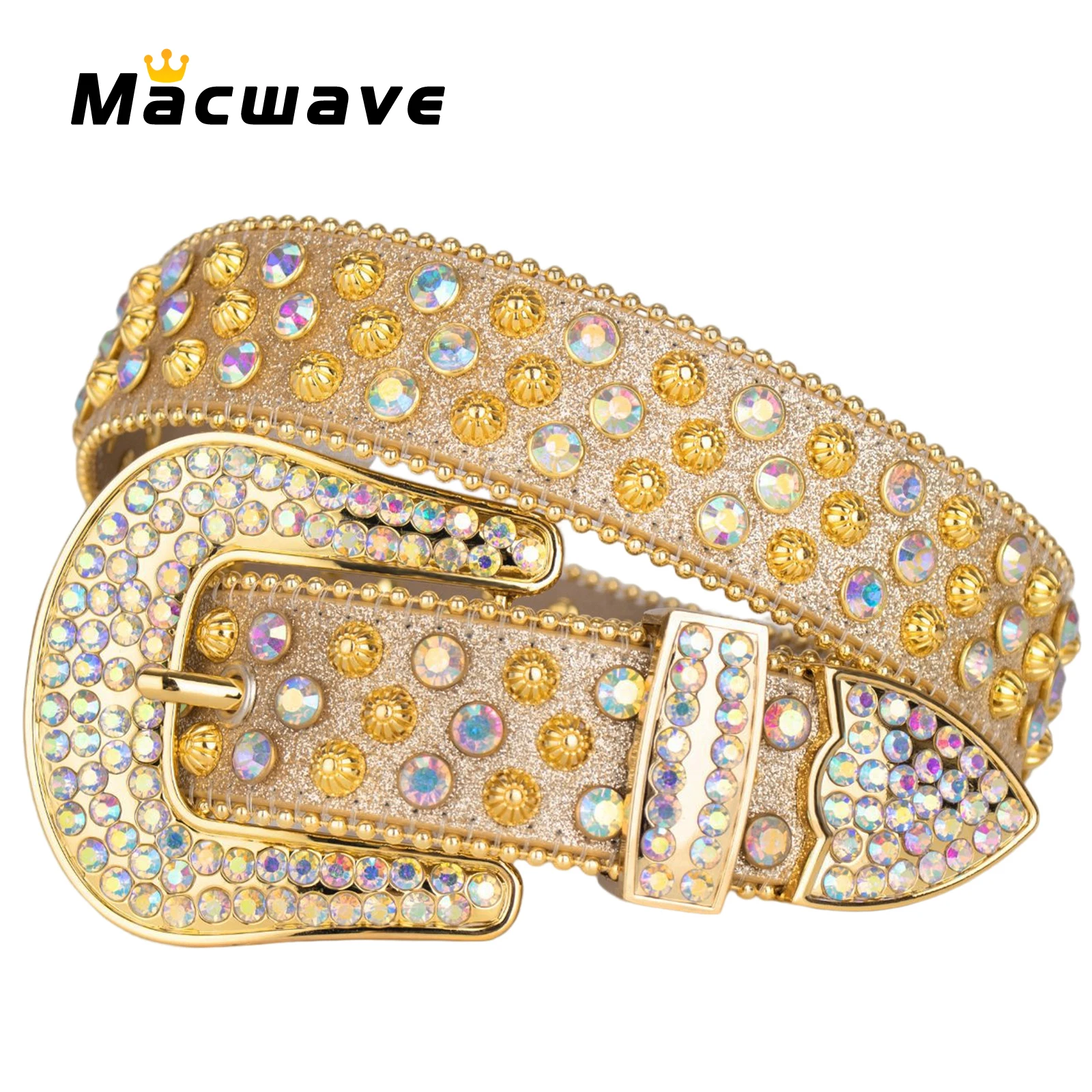 Hot Sale Rhinestone Western Belts Fashion Luxury Studded Belts Strap Diamond White Belts Cowgirl Cowboy Belt for Men Goth Style