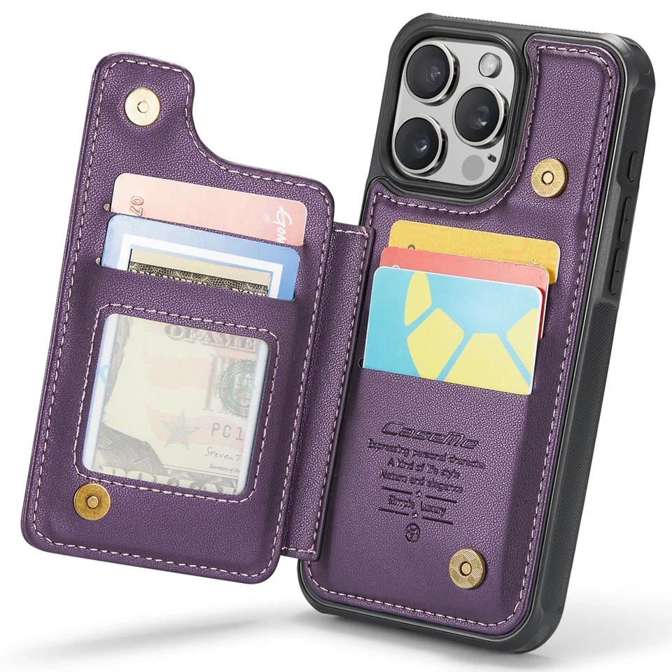 iPhone Wallet Case with RFID Blocking and Kickstand