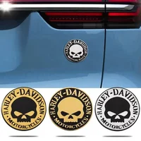 Large 3D Metal Skull Skeleton Sticker For Harley Davidson Motorcycles Car Locomotive Tail Fuel Tank Cover Machine Head Emblem 1