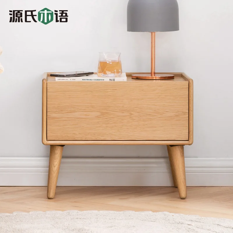 올 솔리드 우드 침대 옆 테이블, 북유럽 침실 오크 침대 옆 캐비닛, 모던하고 간단한 소형 보관 캐비닛
