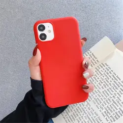 Candy Color Silicone Matte Back Phone Case - Vibrant & Durable Cover - iPhone 14 (Red)