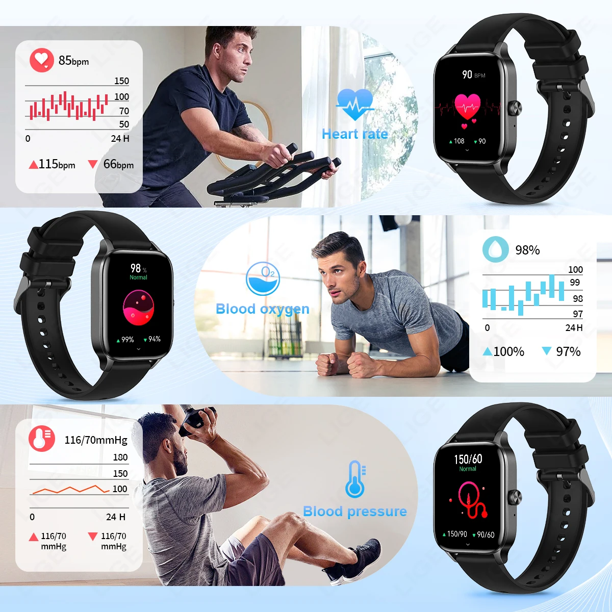 LIGE Fashion Smart Watch Women 1.85” HD Screen Custom Watch Face Women’s Health Monitor Watch Bluetooth Call Sports Smartwatches