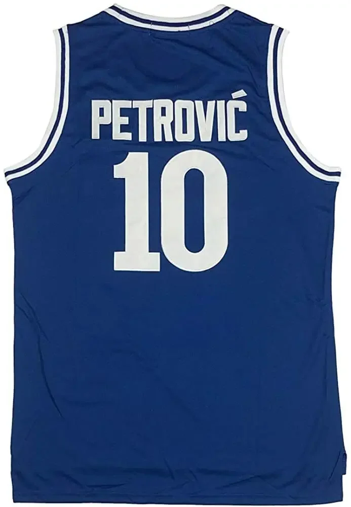 Basketball Jerseys Men's Drazen Petrovic Basketball Jersey 10 # Cibona European Blue All Stitched