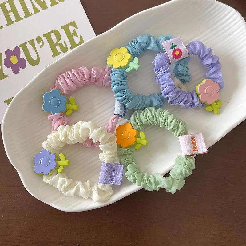 

Летняя Милая яркая Цветочная резинка для волос, аксессуары для волос для девушек, высокая эластичная резинка, оптовая продажа, резинка для волос