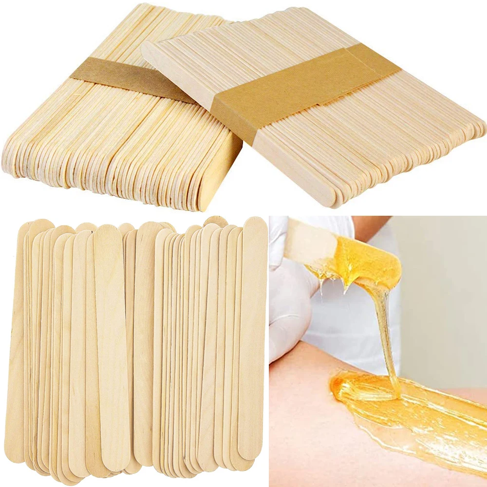 Disposable Wooden Hair Removal Wax Stick Woman Body Depilation Spatula Applicators Wood Tongue Depressor Beauty Tools 50/100PCS hair removal sticks