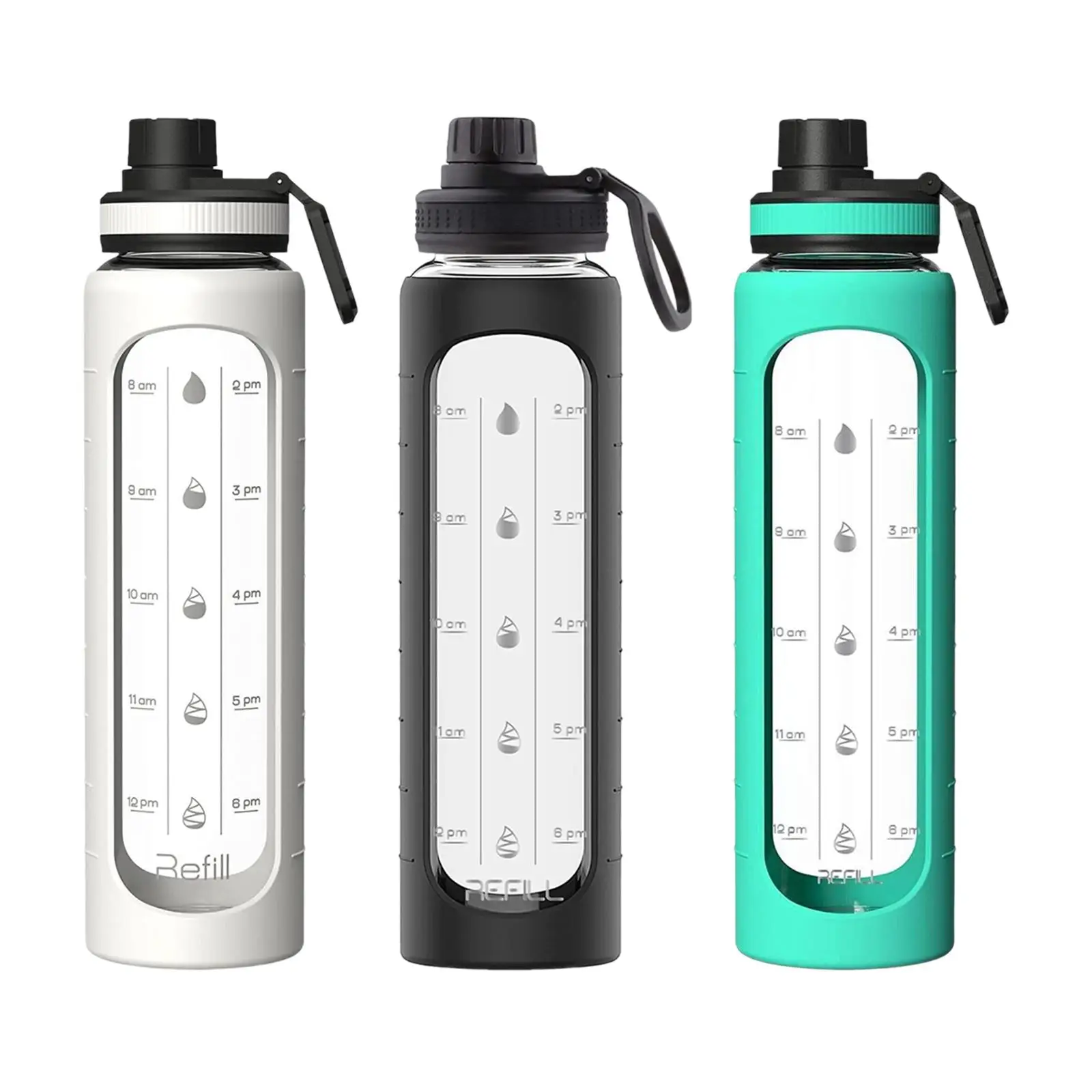 

Стеклянная бутылка для воды, Спортивная бутылка с ручкой, бутылка для питья 34 унции, кувшин для воды