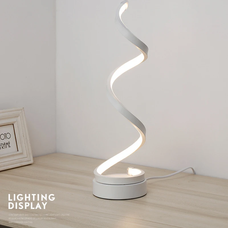Modern Minimalist LED Table Lamp Home Decoration Bedroom Lighting Bedside Acrylic Desk Lamp Reading Light  Spiral Night Light 2