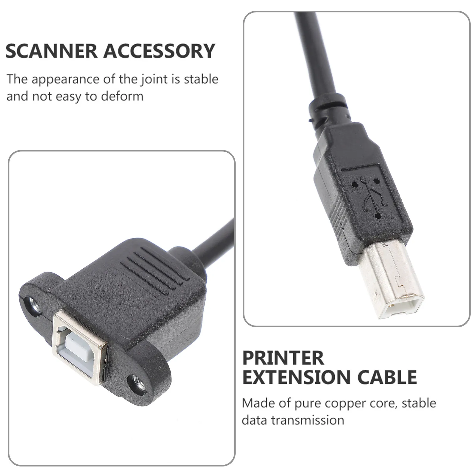 Usb2.0 프린터 연장 케이블 50cm 직각형 USB B 스캐너 연장 케이블 안정적인 데이터 전송 프린터 액세서리 컴퓨터