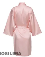 Robe de mariée d'équipe de fête de mariage avec lettres noires, pyjama Kimono en Satin, peignoir de demoiselle d'honneur SP2000 4