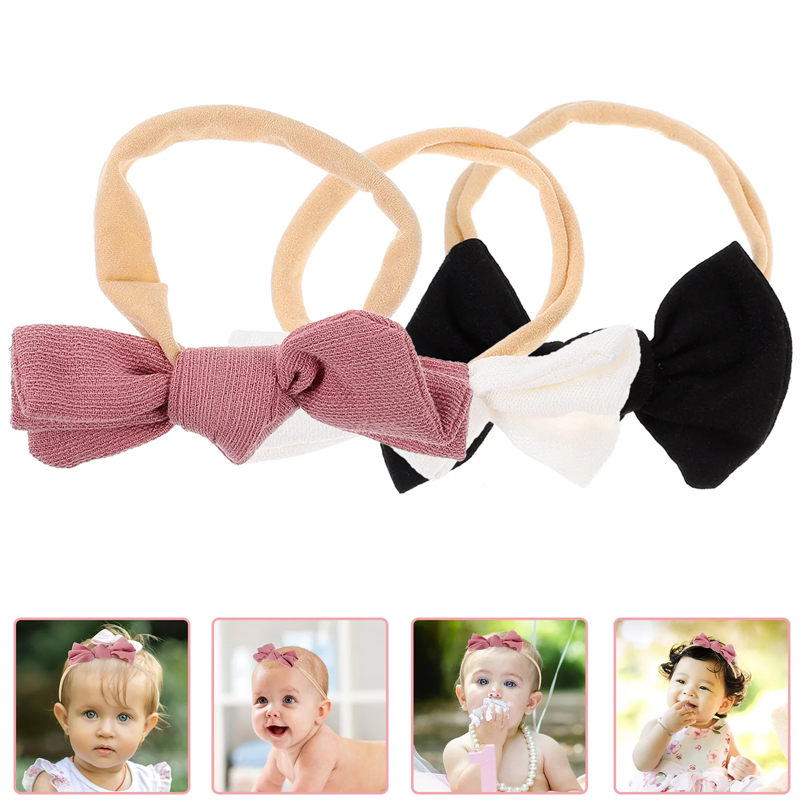 

3 Pcs European and American Baby Headband Girl Hair Accessories Chiffon Headdress