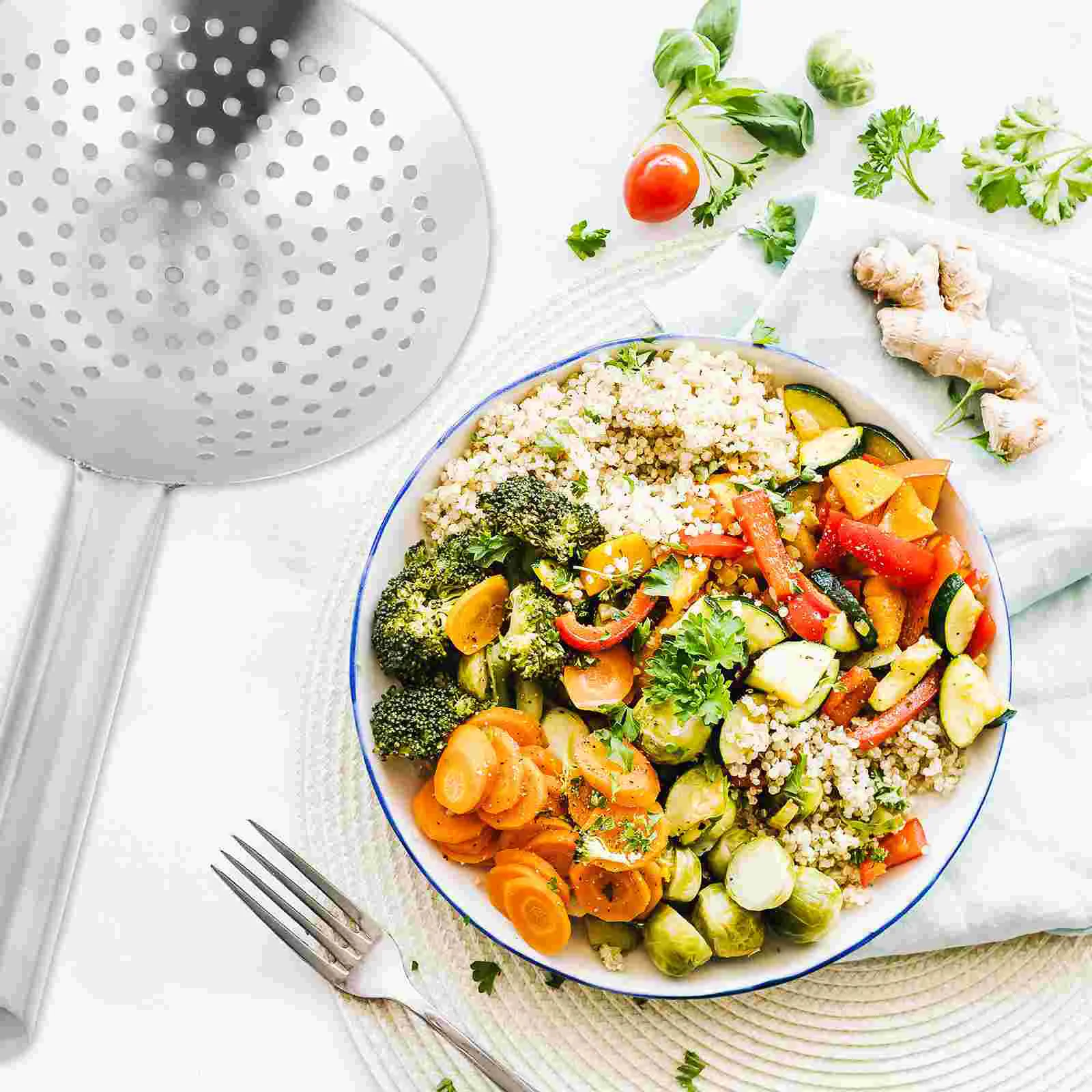 

Dining Table Stainless Steel Colander Child Spoon Holder Phone Splitter Kitchen Cookware