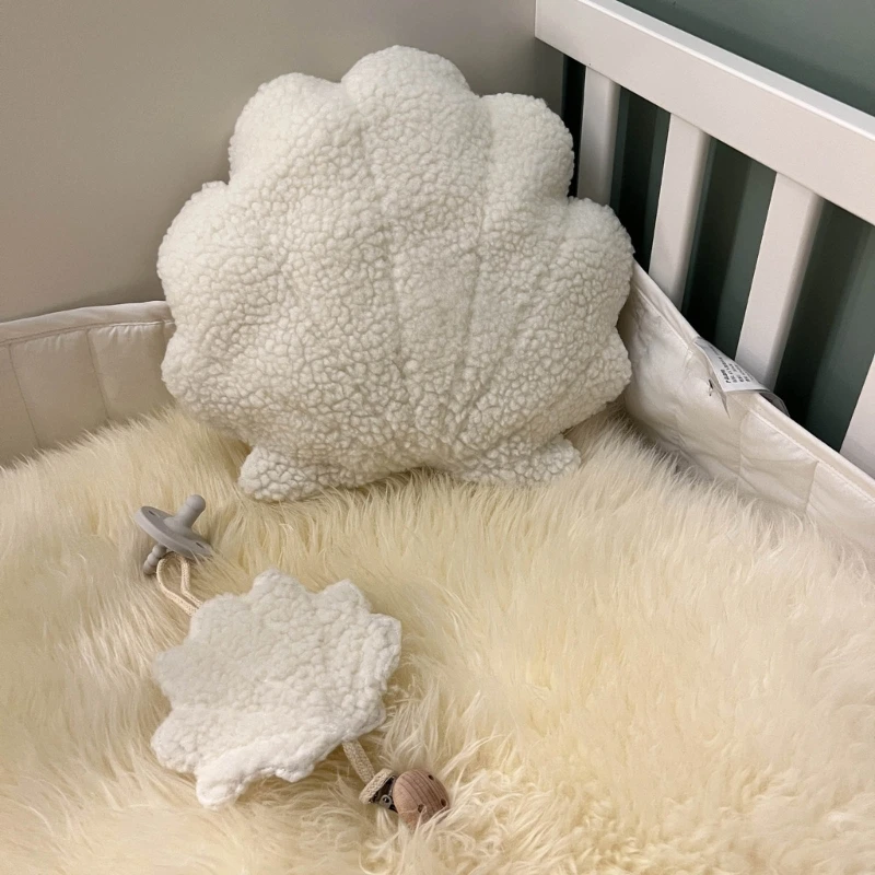 Cute Plush Shell Shape Baby Pillow Newborn Photography Props Posing Pillow Cute Furry Cushion for Baby Studio Photo Shooting 3