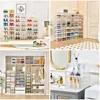 12 Pack Thicken Sturdy Clear Shoe Storage Organizer with Magnetic Door, Shoes Boxes Clear Plastic Stackable for Closet,Shoe Rack 3