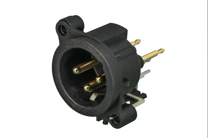 뉴트릭 NC3MAAV 3극 수컷 XLR 리셉터클 접지 별도 접지 접점이 커넥터 쉘과 전면 패널에 수직으로 연결됨