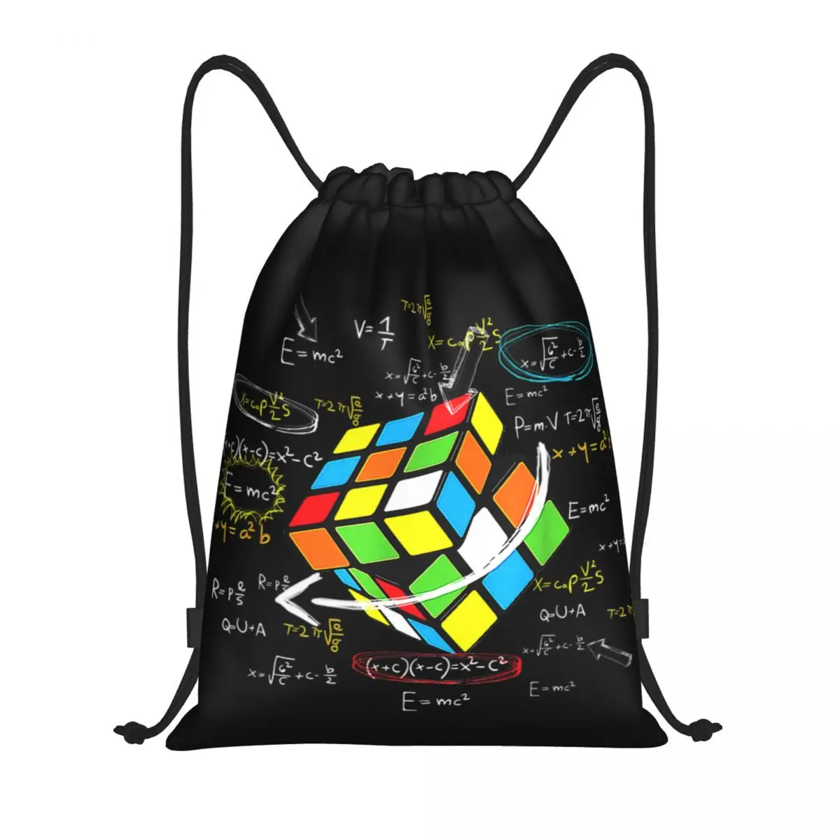 

Math Rubiks Rubix Cube Caps Drawstring Backpack Sports Gym Bag for Women Men Training Sackpack