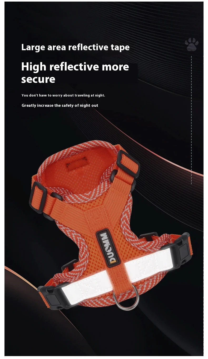 Breathable Reflective Dog Harness for Small Medium Dogs Cats Patterned Comfortable Adjustable Pet Vest with Leash
