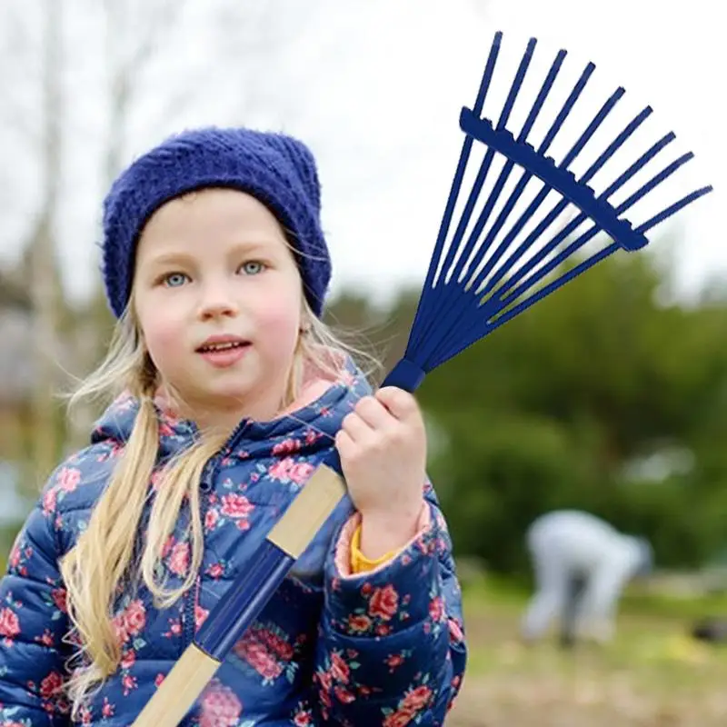 Small Garden Rake For Kids Wooden Handle Garden Leaves Rake Kids Lawn Rakes With Detachable Wooden Handle For Outdoor 3
