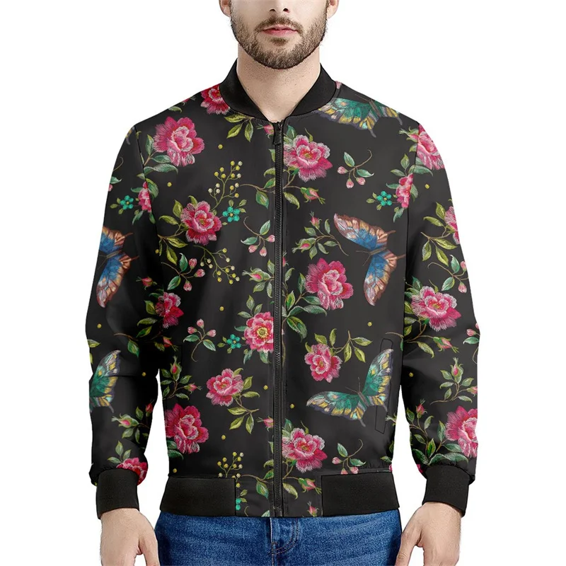 thumbnail image 1 of Chaquetas con estampado 3D de mariposas e insectos de colores para hombre, ropa holgada, sudadera informal, chaqueta bomber con cremallera, ropa de calle, abrigo, 1 of 5