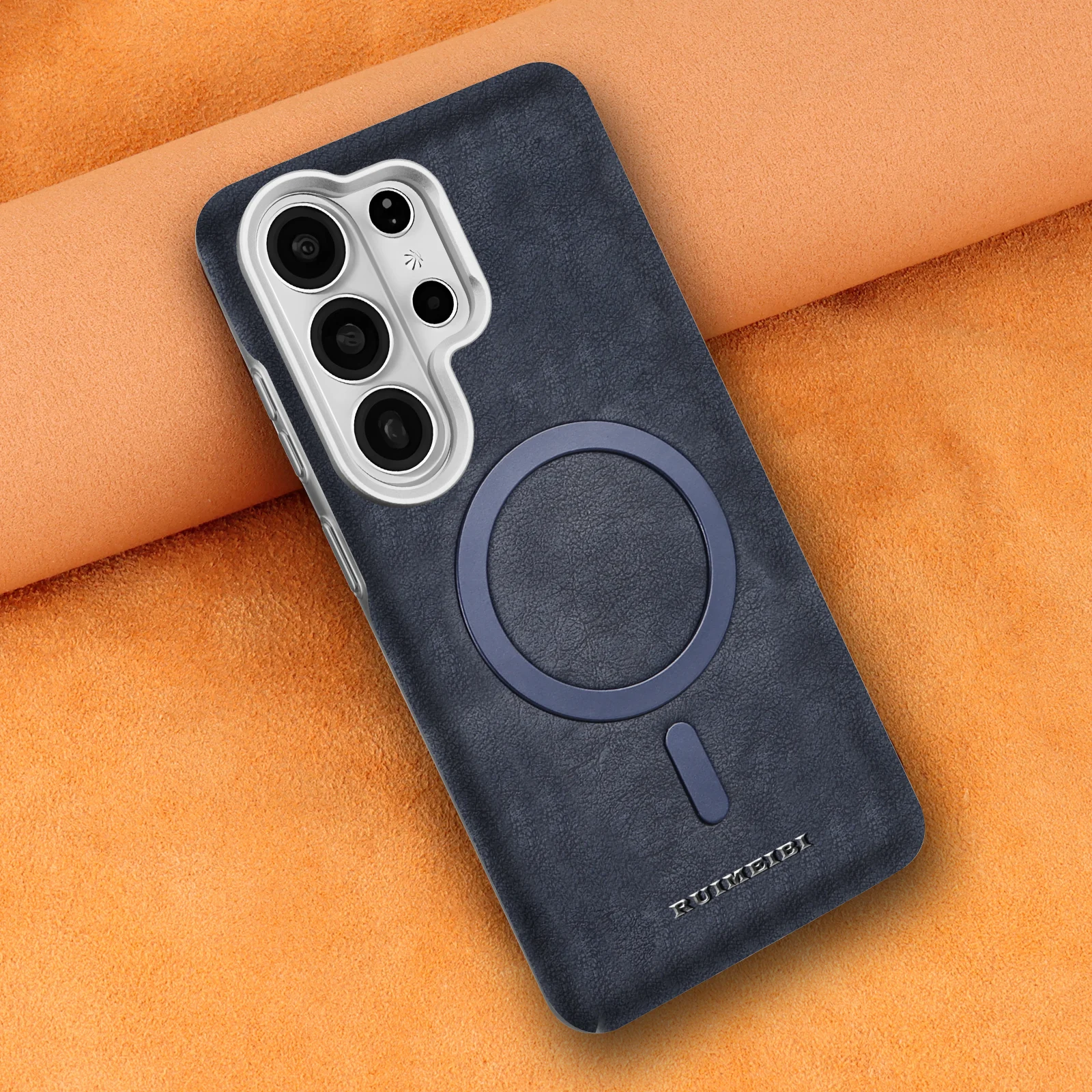Leather Magnetic Protective Phone Case with Electroplated Finish
